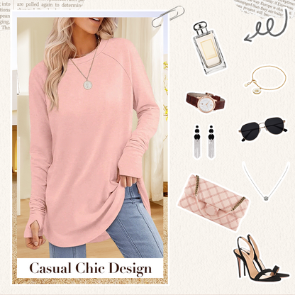 Women's Casual Long Sleeve Round Neck Top