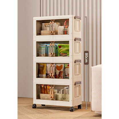 Foldable Storage Box With Lid, 1-5 layers of holders with wheels for kitchen, bedroom, bathroom, warehouse, kitchen, home storage, stackable organizer🗄️