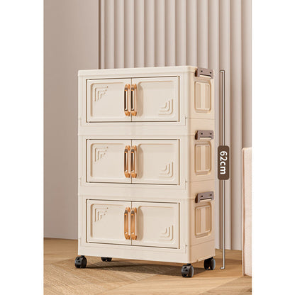 Foldable Storage Box With Lid, 1-5 layers of holders with wheels for kitchen, bedroom, bathroom, warehouse, kitchen, home storage, stackable organizer🗄️