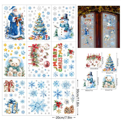 Christmas-Themed Glittering Window Stickers 9 PCS Set