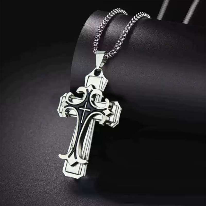 🔥Men's Two-Tone Cross Pendant Necklace