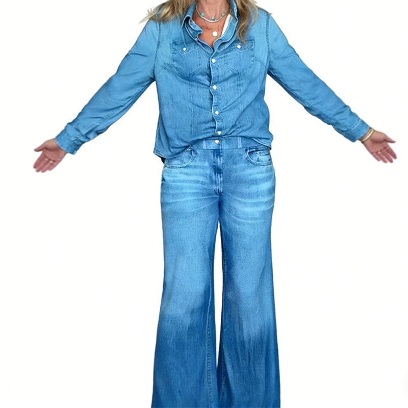 Women’s Faux Denim Pajama 2-Piece Set