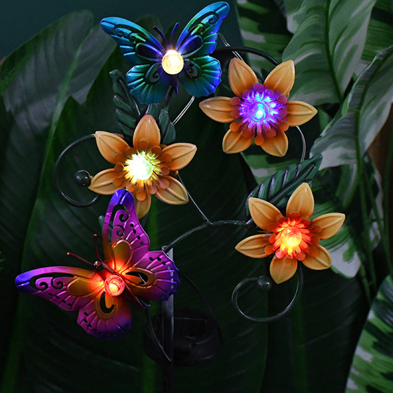 Colorful Butterfly & Flower Outdoor Solar Garden Light