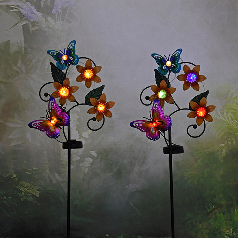 Colorful Butterfly & Flower Outdoor Solar Garden Light