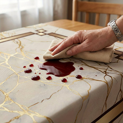 Waterproof Marble-Print Tablecloth