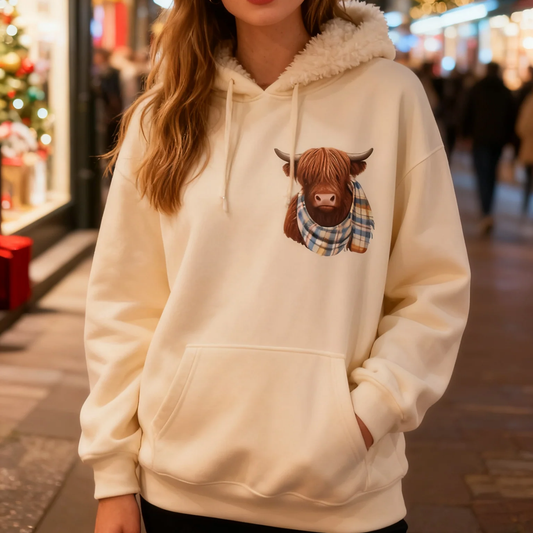 🎁Cute Highland Cow Cozy Fleece-Lined Hooded Sweatshirt