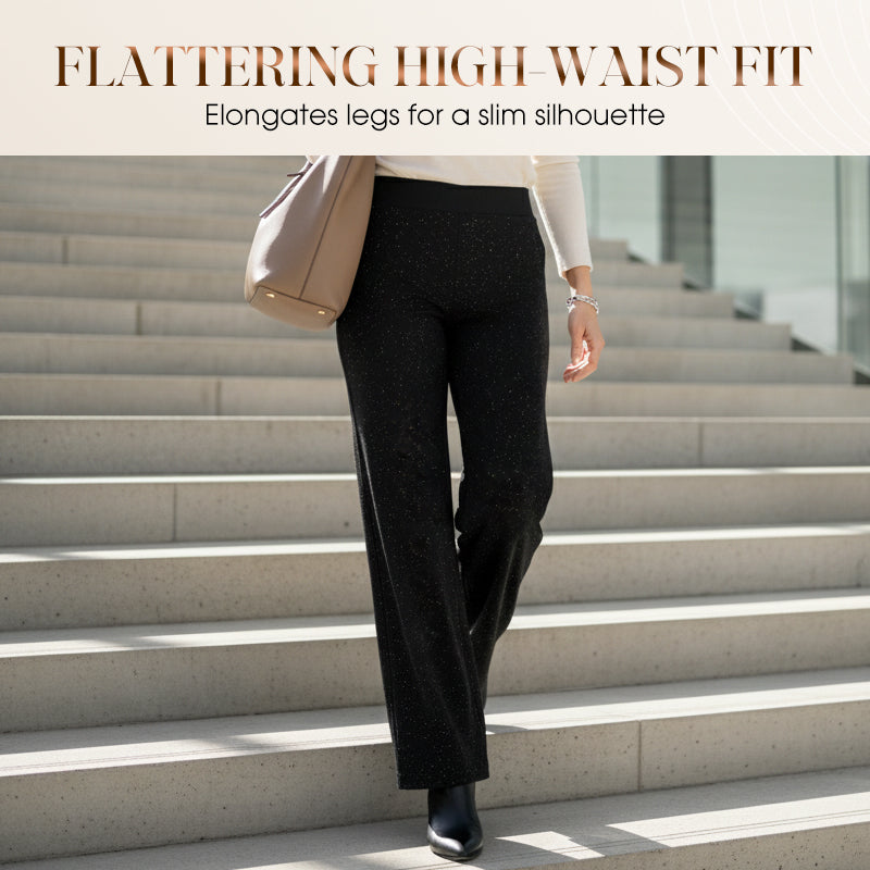 High-Waist Glitter Straight-Leg Trousers