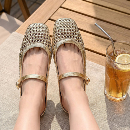 Women's Woven Square-Toe Mary Jane Mules