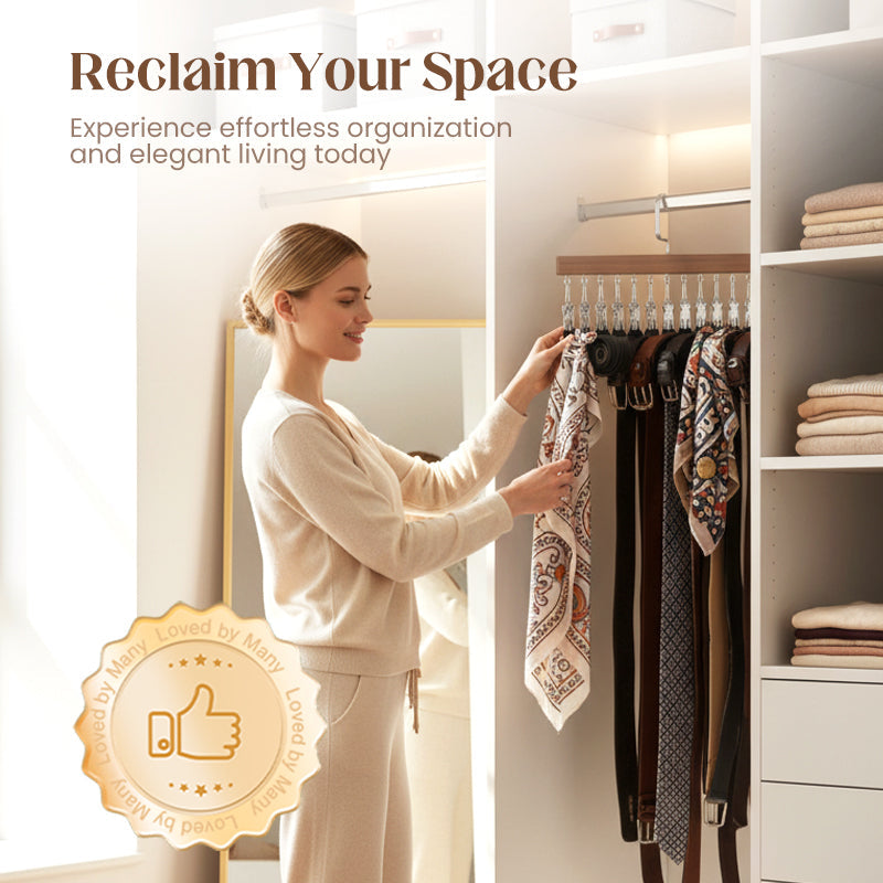 👕360° Swivel Multi-Hook Wardrobe Organizer--10 clips
