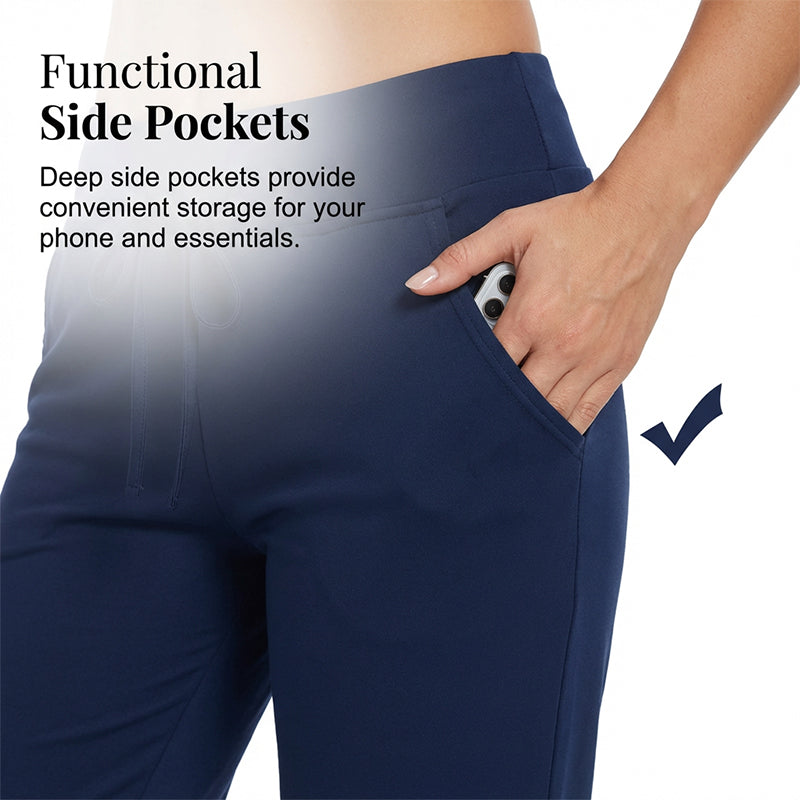 Drawstring Waist Cropped Sweatpants – Soft Polyester, Capri-Length & Side Pockets