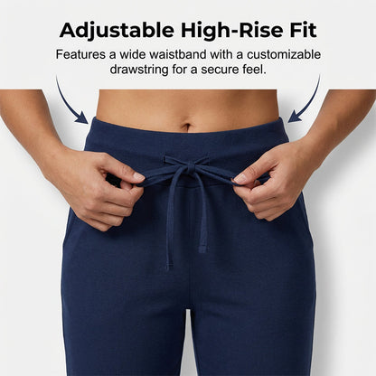 Drawstring Waist Cropped Sweatpants – Soft Polyester, Capri-Length & Side Pockets