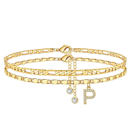 Layered Gold Ankle Bracelet for Women