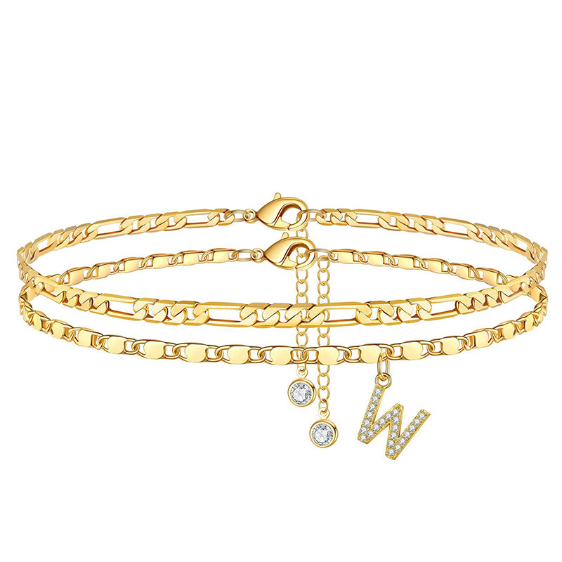 Layered Gold Ankle Bracelet for Women