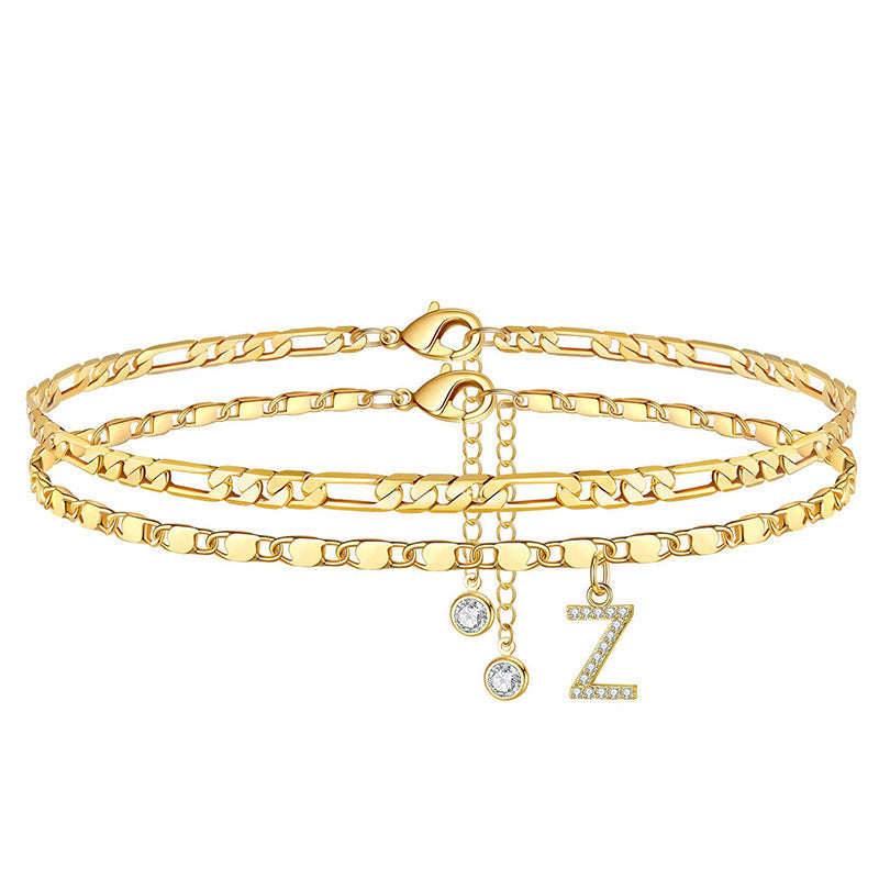 Layered Gold Ankle Bracelet for Women