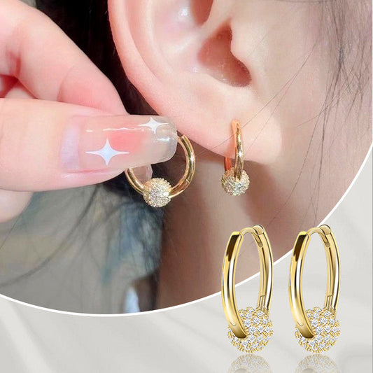💍 Gold Circle Earrings with Small Ball – Delicate, Lightweight & Versatile ✨