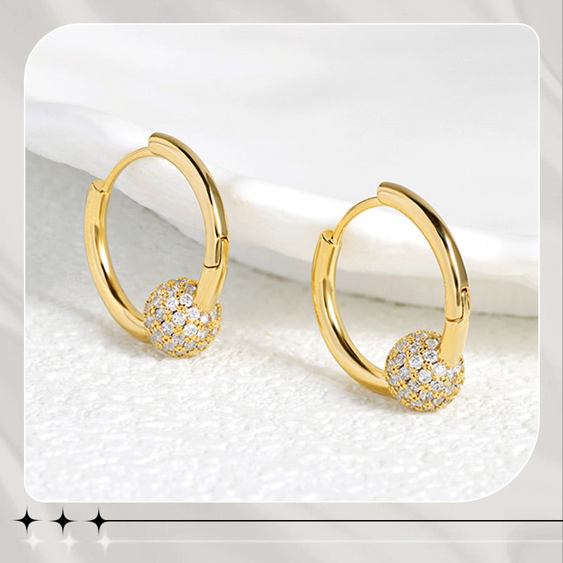 💍 Gold Circle Earrings with Small Ball – Delicate, Lightweight & Versatile ✨