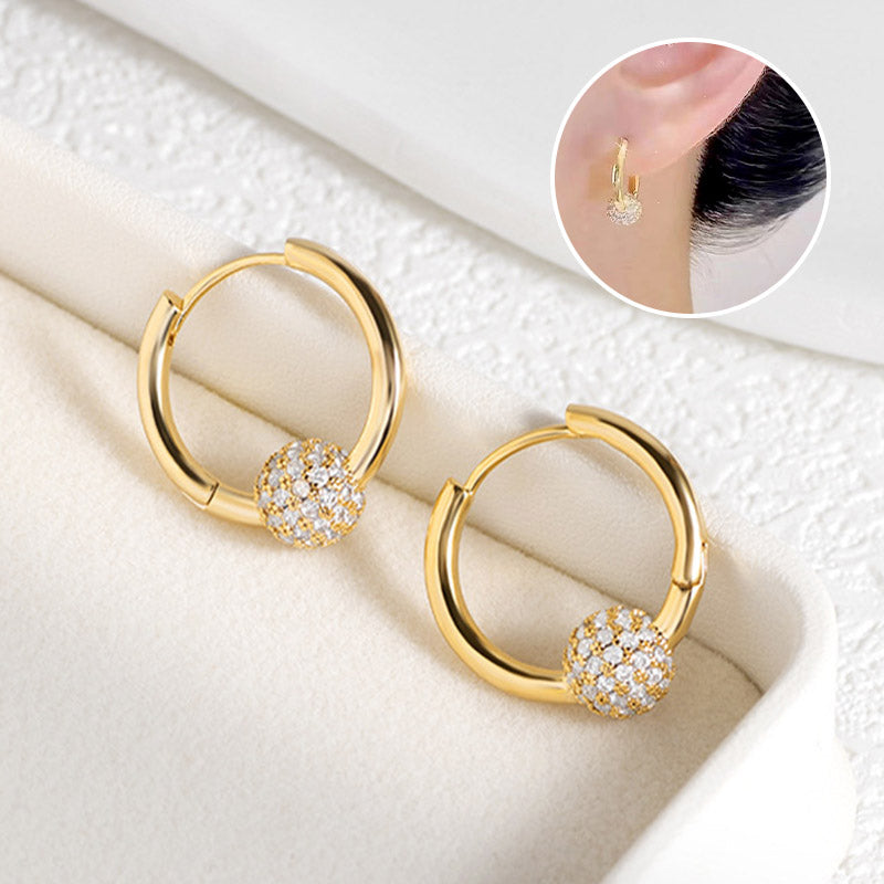💍 Gold Circle Earrings with Small Ball – Delicate, Lightweight & Versatile ✨