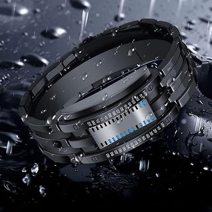 ⌚ Men's Binary LED Watch – Stainless Steel, Blue Light, Sporty, Water-Resistant, Modern ⚡