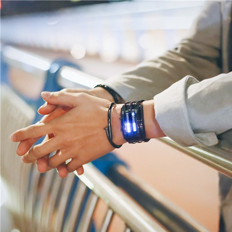 ⌚ Men's Binary LED Watch – Stainless Steel, Blue Light, Sporty, Water-Resistant, Modern ⚡