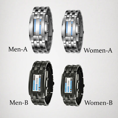 ⌚ Men's Binary LED Watch – Stainless Steel, Blue Light, Sporty, Water-Resistant, Modern ⚡