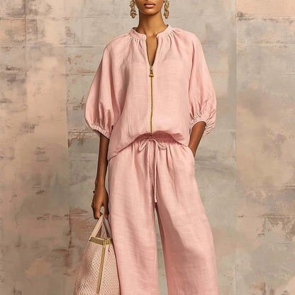 🔥Women's Solid Color 2-Piece Casual Tracksuit Set