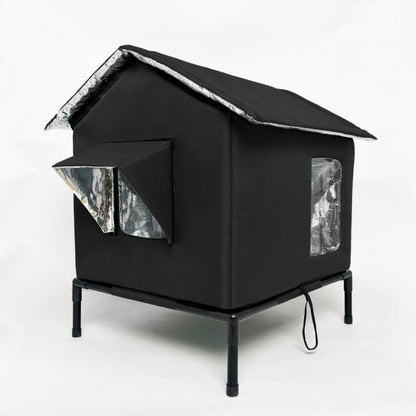 🐈 All-Weather Elevated Outdoor Cat House – Waterproof Oxford Cloth, Thermal Aluminum Lining & Foldable Design 🌧️