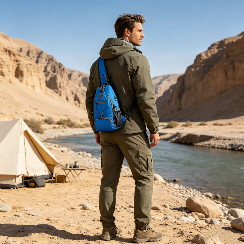 🎒Men's Outdoor Sling Crossbody Bag – Multi-Pocket, Water-Resistant, Breathable Back 🌦️