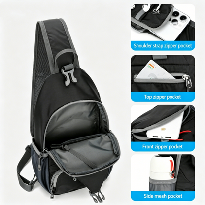 🎒Men's Outdoor Sling Crossbody Bag – Multi-Pocket, Water-Resistant, Breathable Back 🌦️