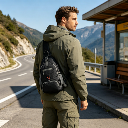 🎒Men's Outdoor Sling Crossbody Bag – Multi-Pocket, Water-Resistant, Breathable Back 🌦️