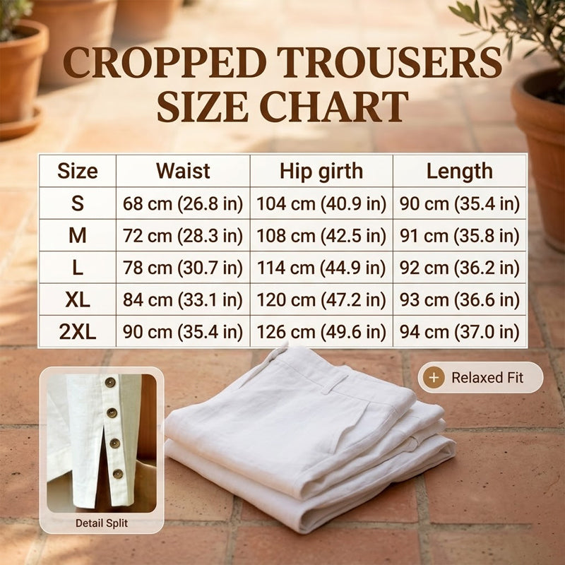 Summer Breathable Cropped Trousers with Pockets