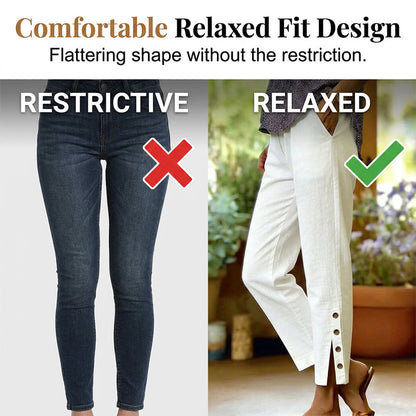 Summer Breathable Cropped Trousers with Pockets