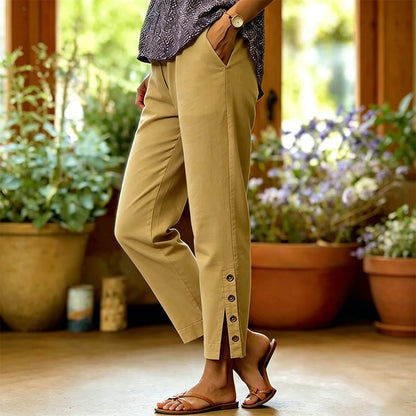 Summer Breathable Cropped Trousers with Pockets