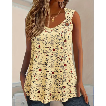 🌸 Women's Floral Print Tank Top – Chic V-Neck & Flowy Fit – Summer Wardrobe Essential 🌞