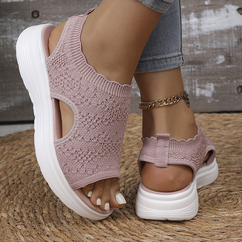 💐 Women's Breathable Knit Platform Sandals – Air-permeable knit upper, cushioned sole & lightweight comfy summer footwear ✨