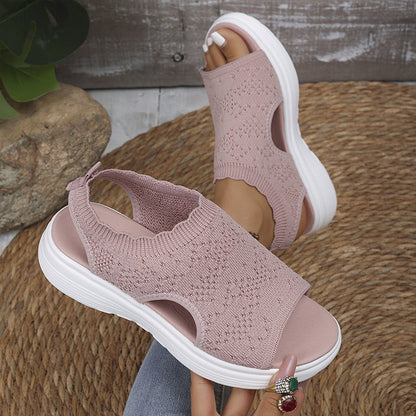 💐 Women's Breathable Knit Platform Sandals – Air-permeable knit upper, cushioned sole & lightweight comfy summer footwear ✨