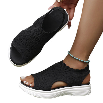 💐 Women's Breathable Knit Platform Sandals – Air-permeable knit upper, cushioned sole & lightweight comfy summer footwear ✨
