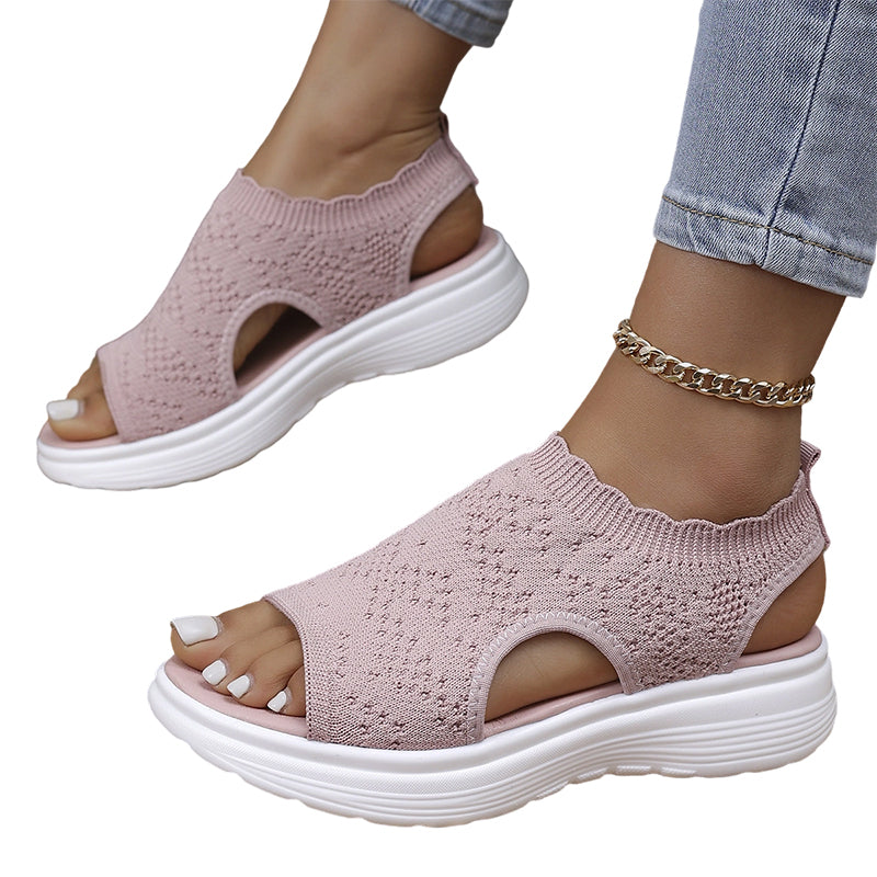 💐 Women's Breathable Knit Platform Sandals – Air-permeable knit upper, cushioned sole & lightweight comfy summer footwear ✨