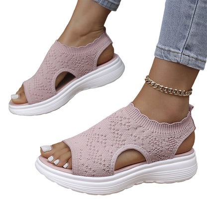 💐 Women's Breathable Knit Platform Sandals – Air-permeable knit upper, cushioned sole & lightweight comfy summer footwear ✨