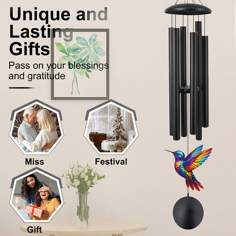🎵💥 Vintage Metal Wind Chimes | Elegant Black Aluminium Garden Decor with Bird & Butterfly Accents for Patio & Porch