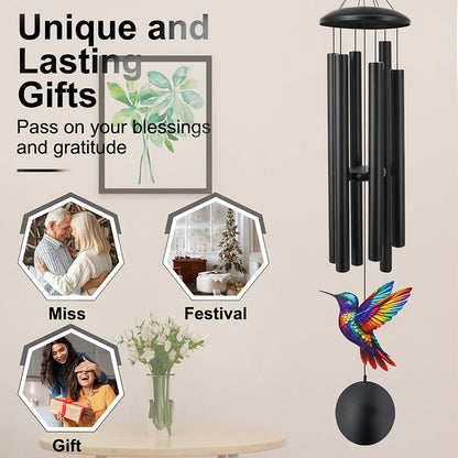 🎵💥 Vintage Metal Wind Chimes | Elegant Black Aluminium Garden Decor with Bird & Butterfly Accents for Patio & Porch