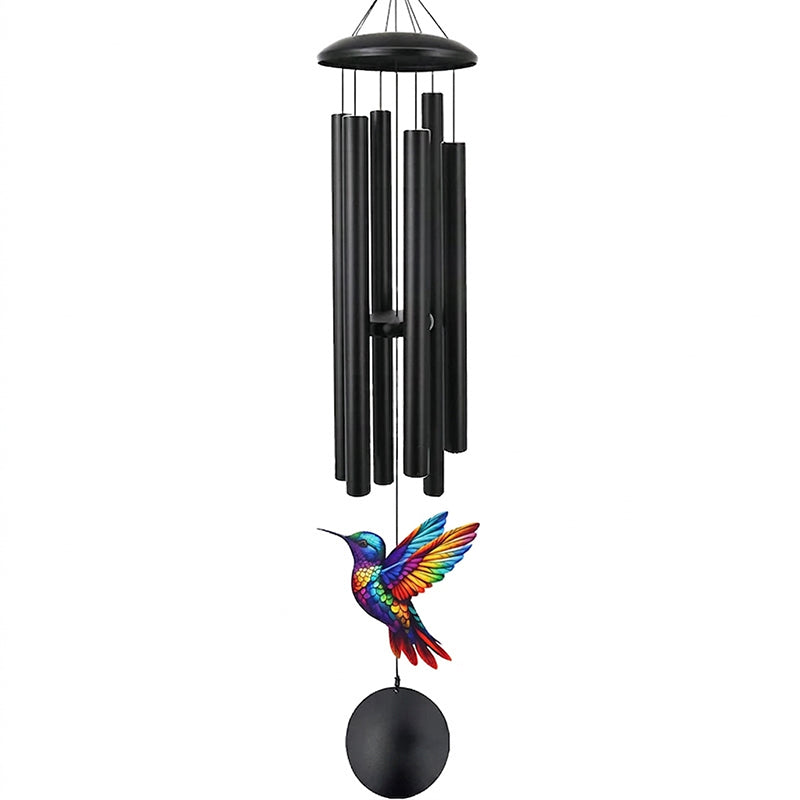 🎵💥 Vintage Metal Wind Chimes | Elegant Black Aluminium Garden Decor with Bird & Butterfly Accents for Patio & Porch