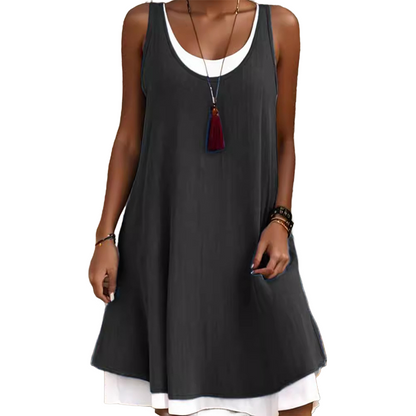 Women's Sleeveless Fake 2-Piece Dress