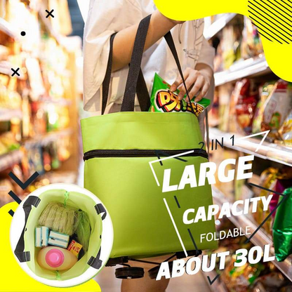 🔥2-in-1 Foldable Shopping Cart