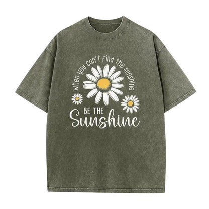 Unisex Vintage Washed Daisy Print Loose Fit T-Shirt