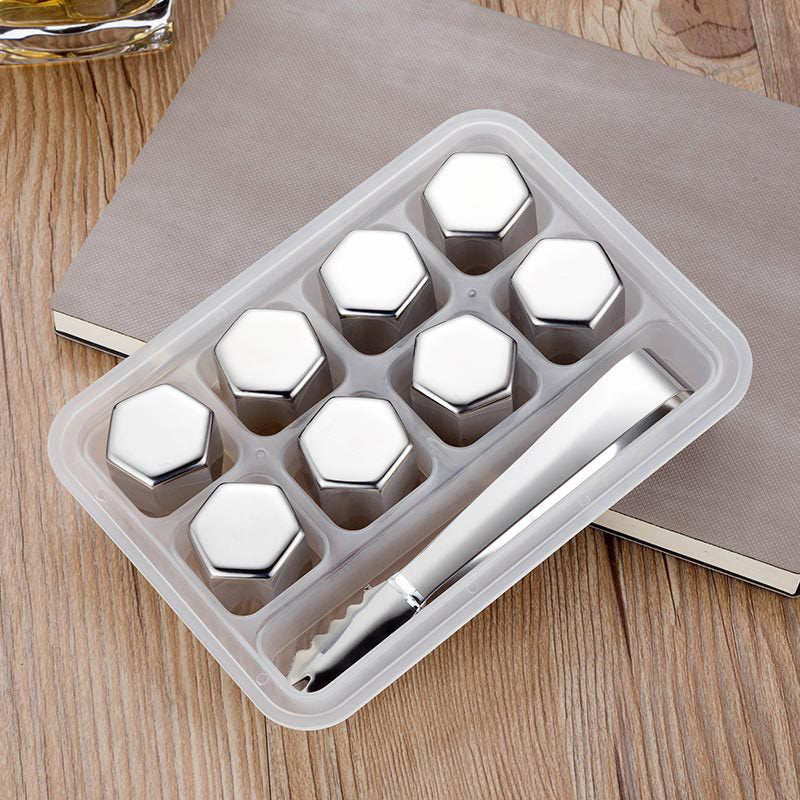 Reusable Stainless Steel Hexagon Ice Cubes Set