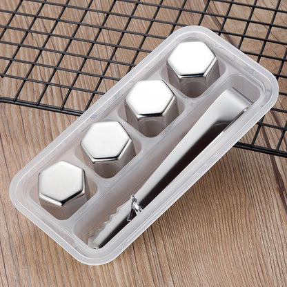 Reusable Stainless Steel Hexagon Ice Cubes Set