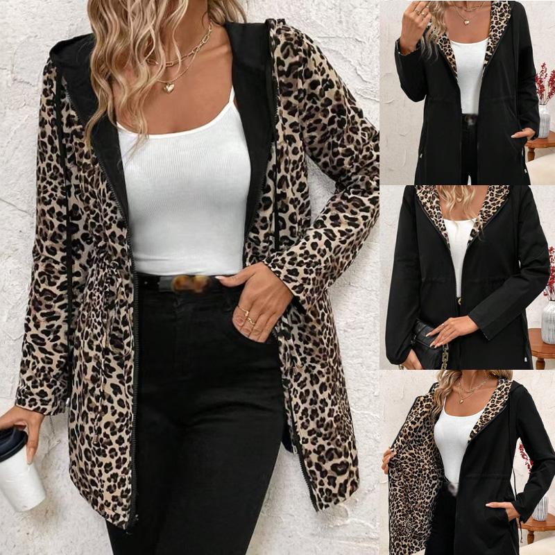 Hooded Reversible Leopard Print Coat