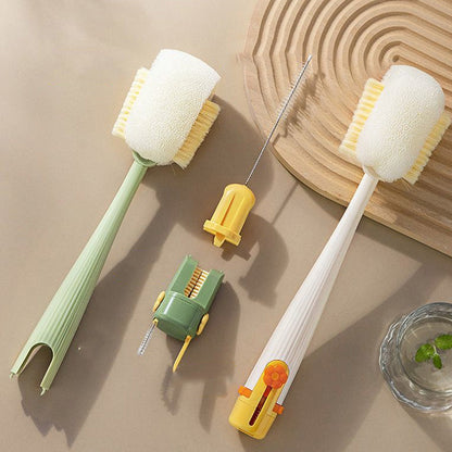 🧽 5-in-1 Bottle Cleaning Brush Set – Sponge, Straw, Lip, Gap & Hook – Every Corner Sparkling Clean! ✨