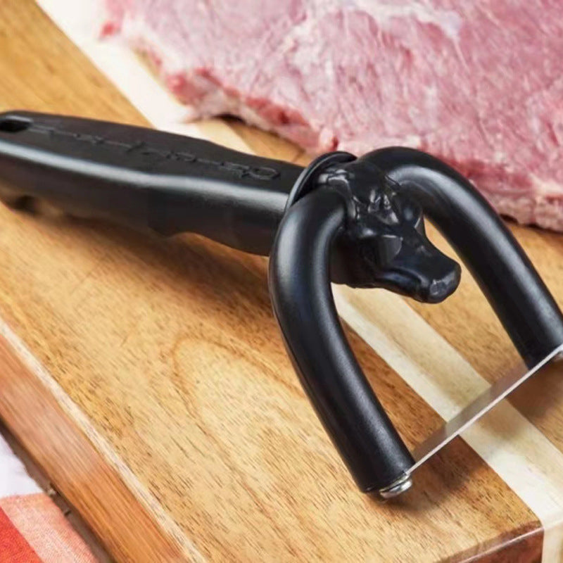 🥩🔪Handheld Fat Trimmer for Beef & Pork – U-shaped curved holder targets surface fat without wasting lean meat. Stainless steel blade, ergonomic grip – prep like a pro! 🧑‍🍳✨