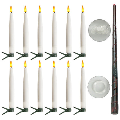 Magical Wand Remote Floating LED Taper Candles Set